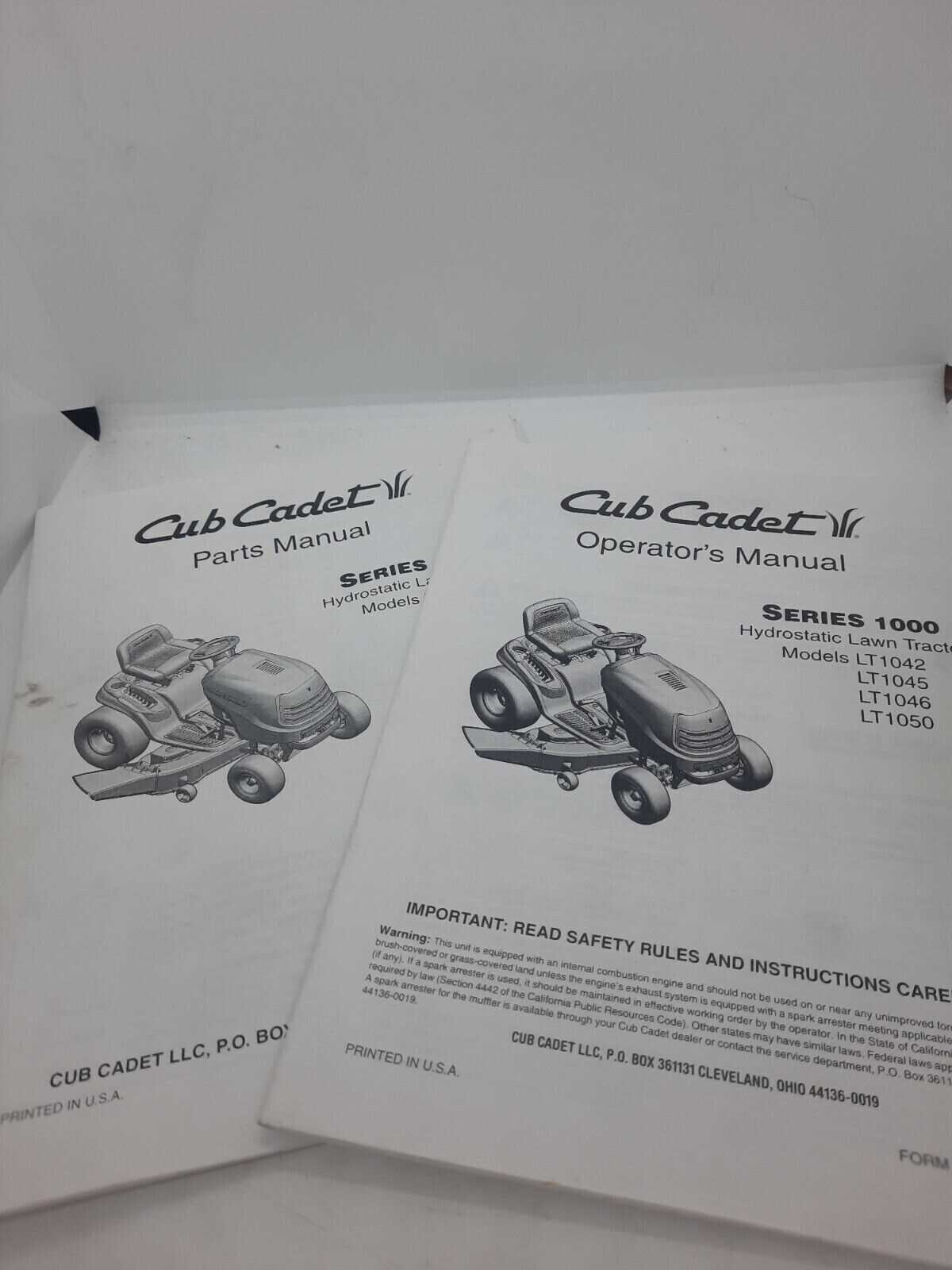cub cadet lt1050 parts diagram