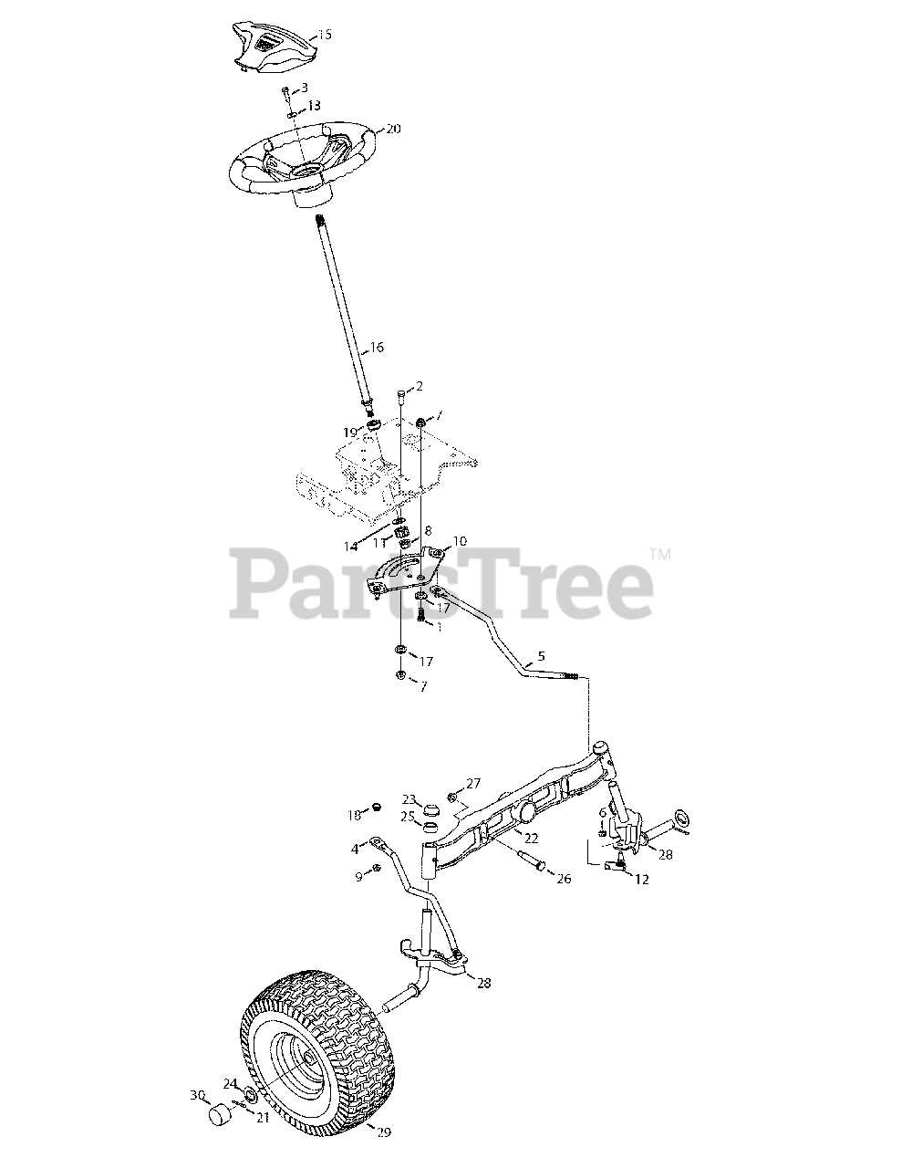 cub cadet lt1050 steering parts diagram