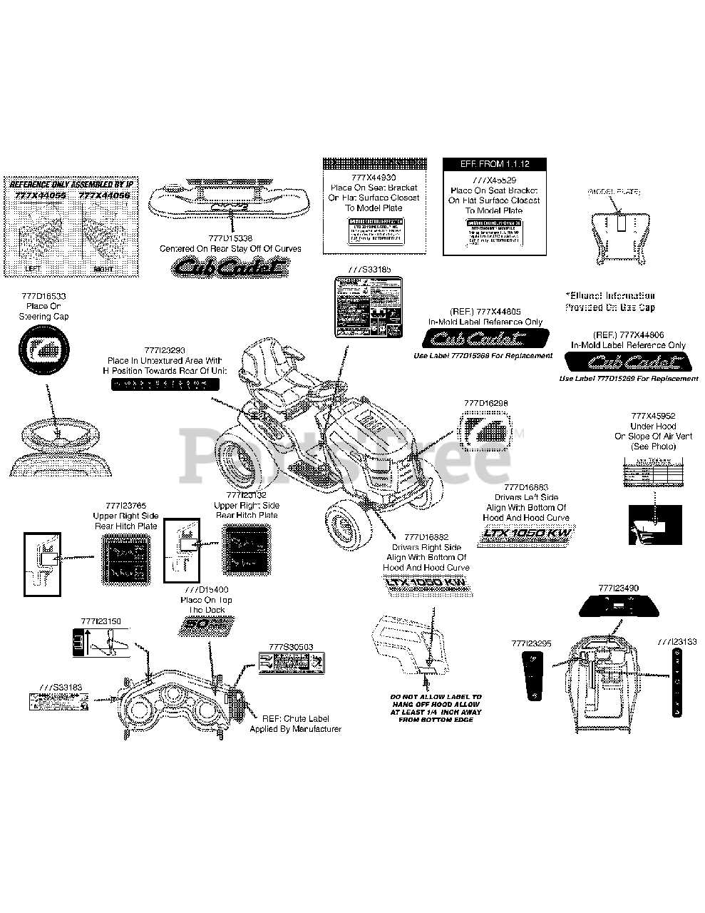 cub cadet ltx 1050 deck parts diagram