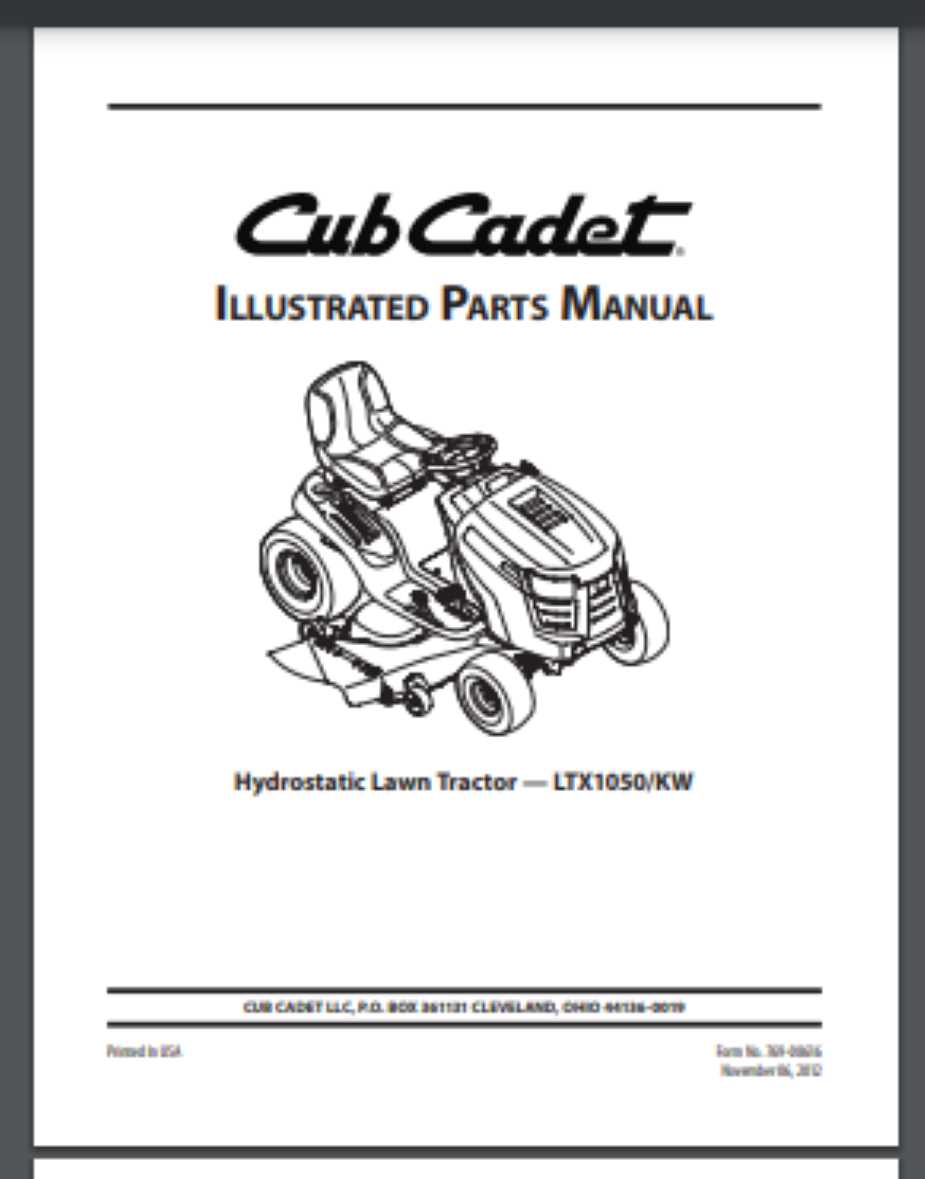 cub cadet parts diagram lt1050