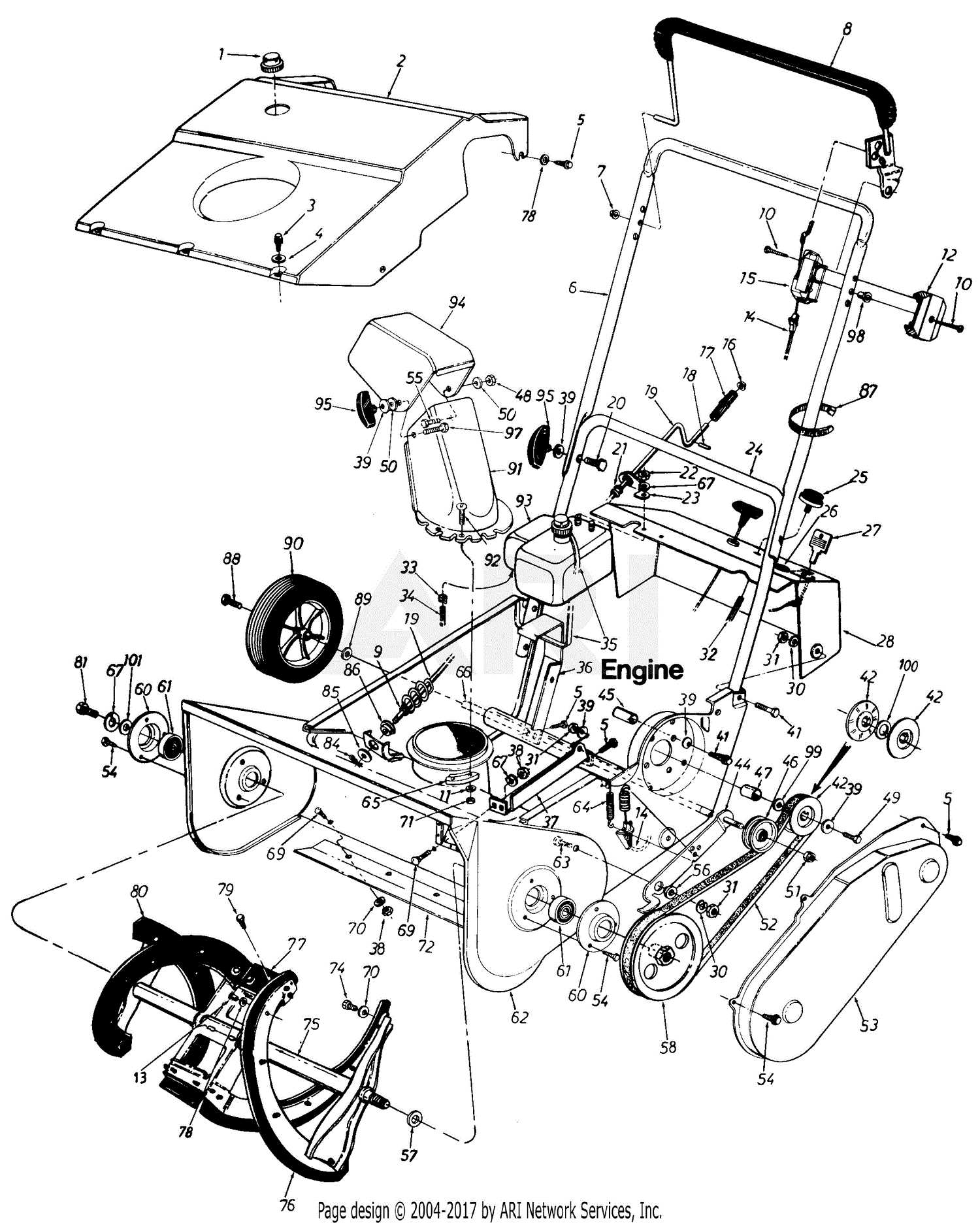 cub cadet snow blower parts diagram