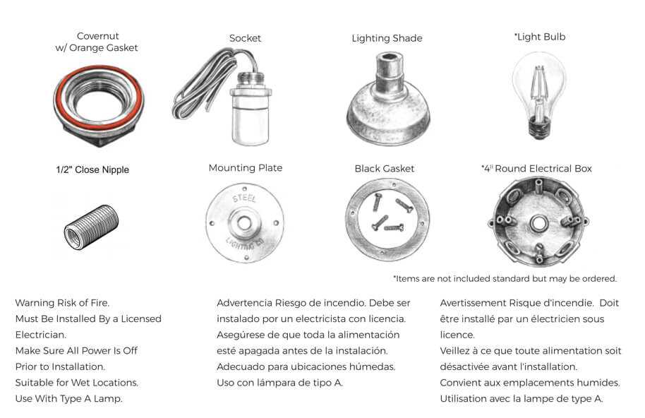 ceiling light fixture parts diagram