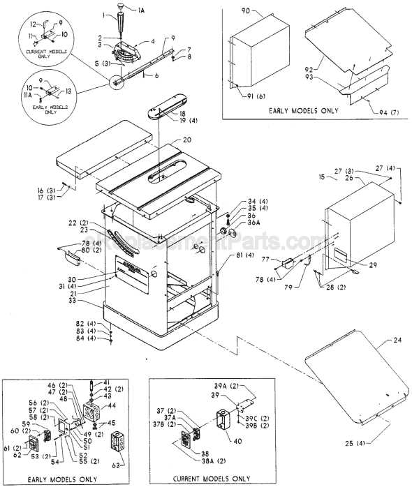 delta table saw parts diagram