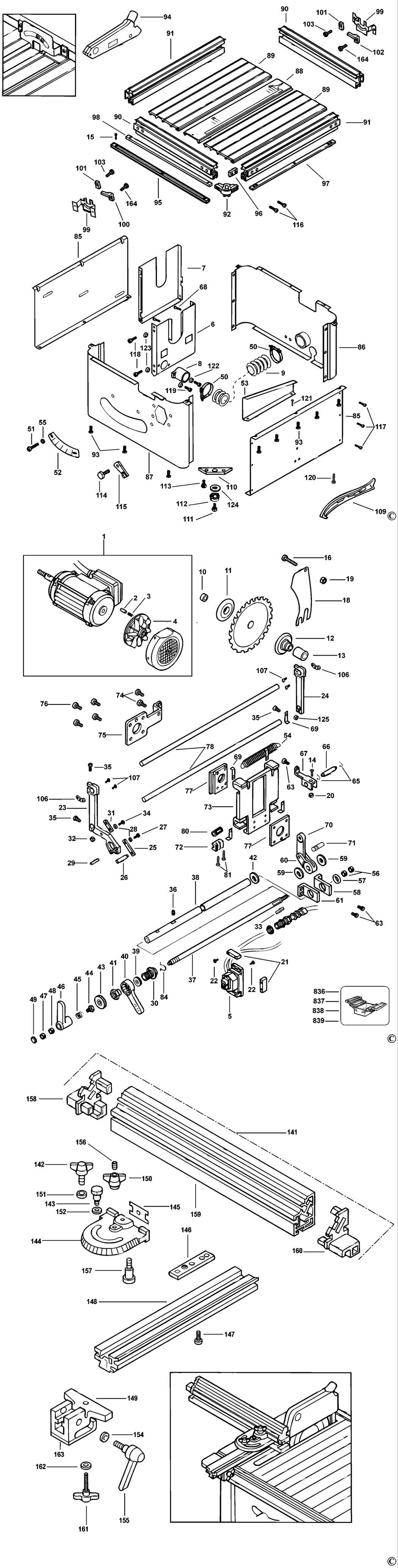 dewalt table saw parts diagram