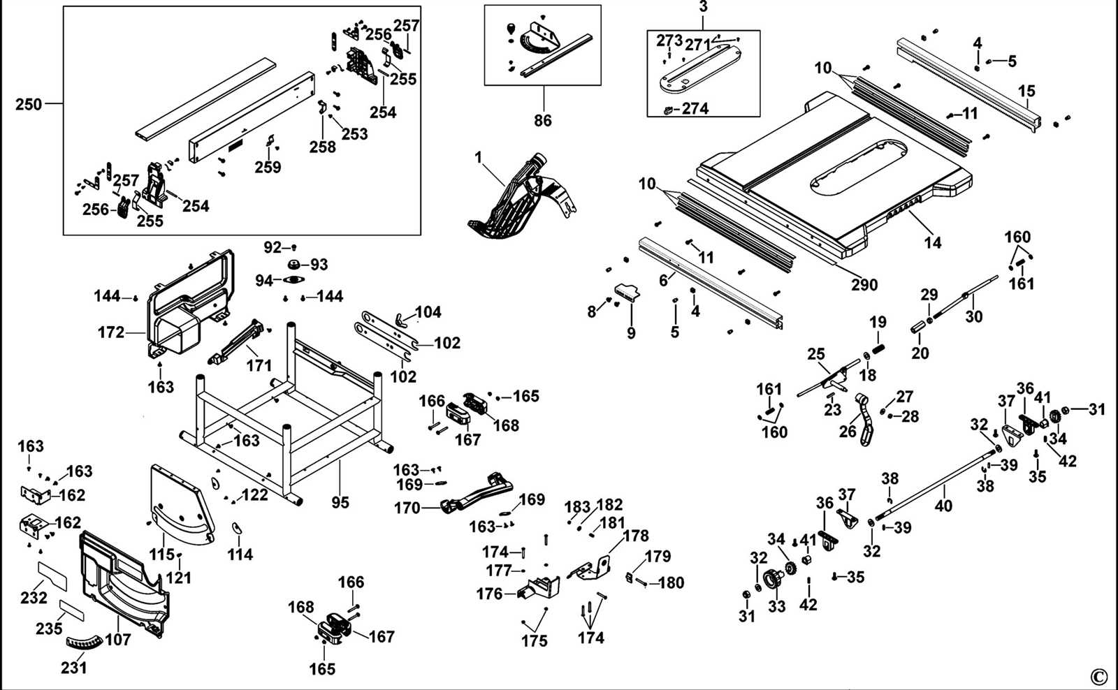 dewalt table saw parts diagram