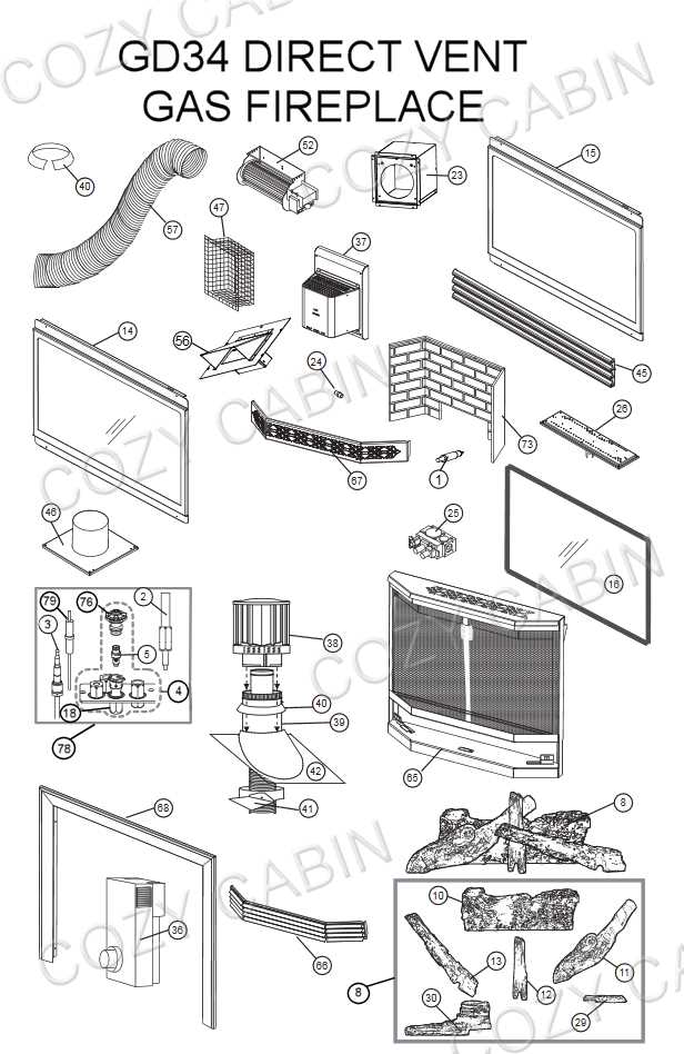 diagram of fireplace parts