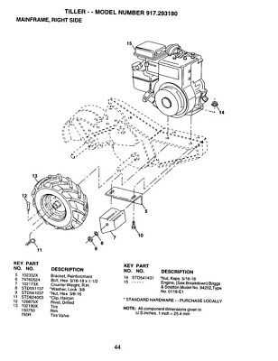 craftsman tiller parts diagram