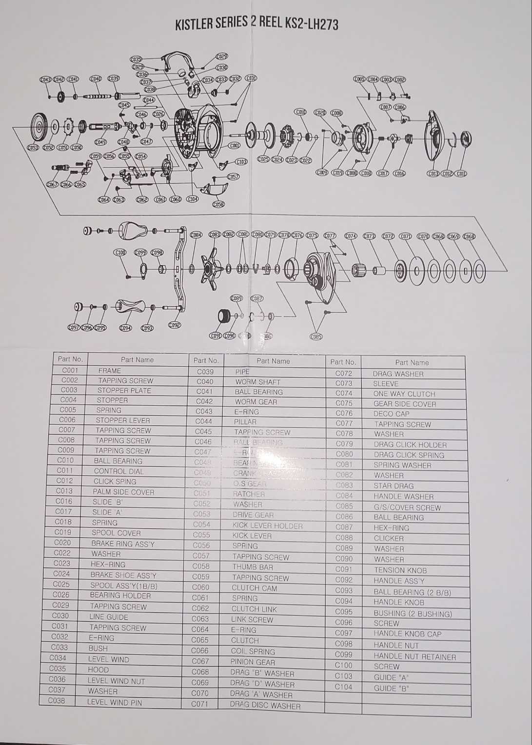 okuma reel parts diagram