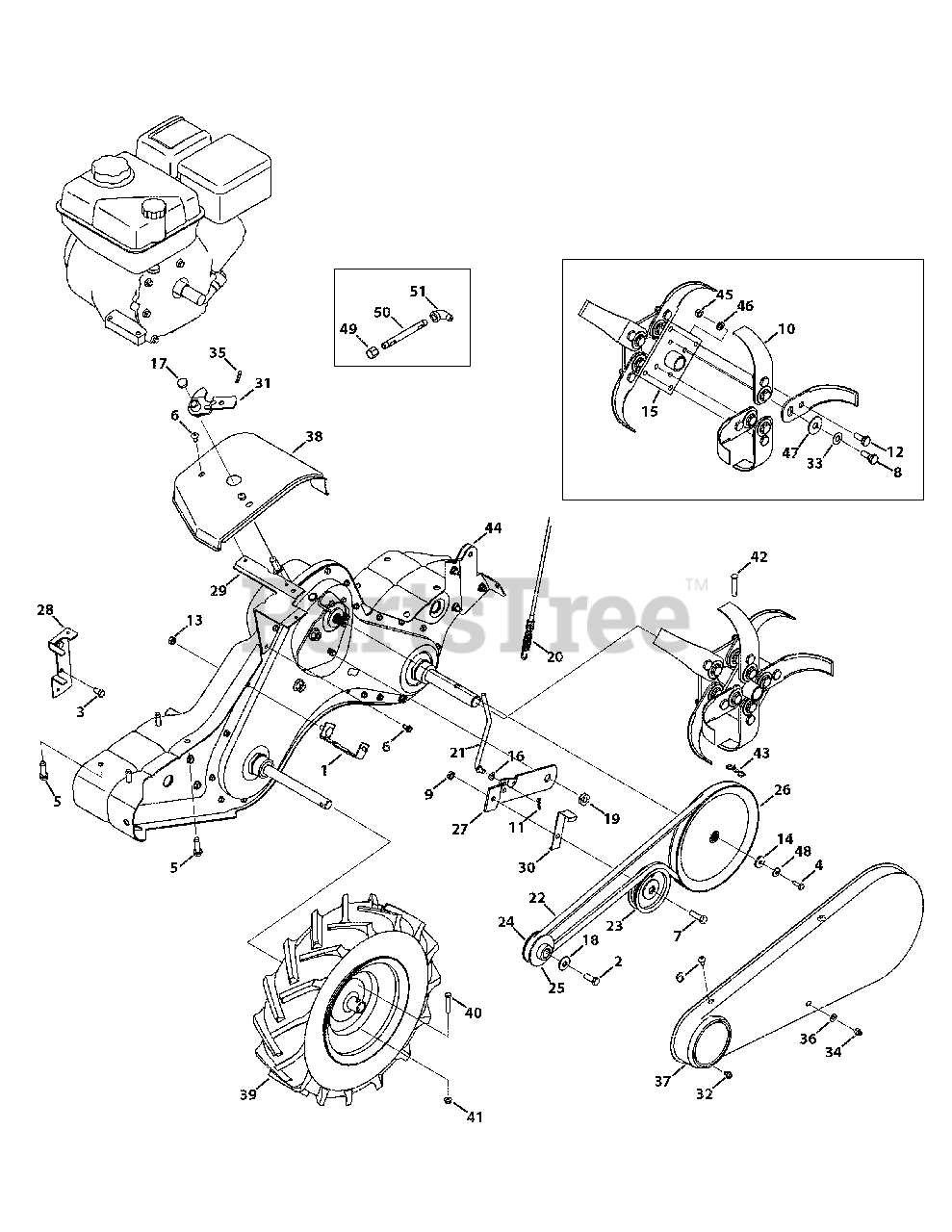 craftsman rototiller parts diagram