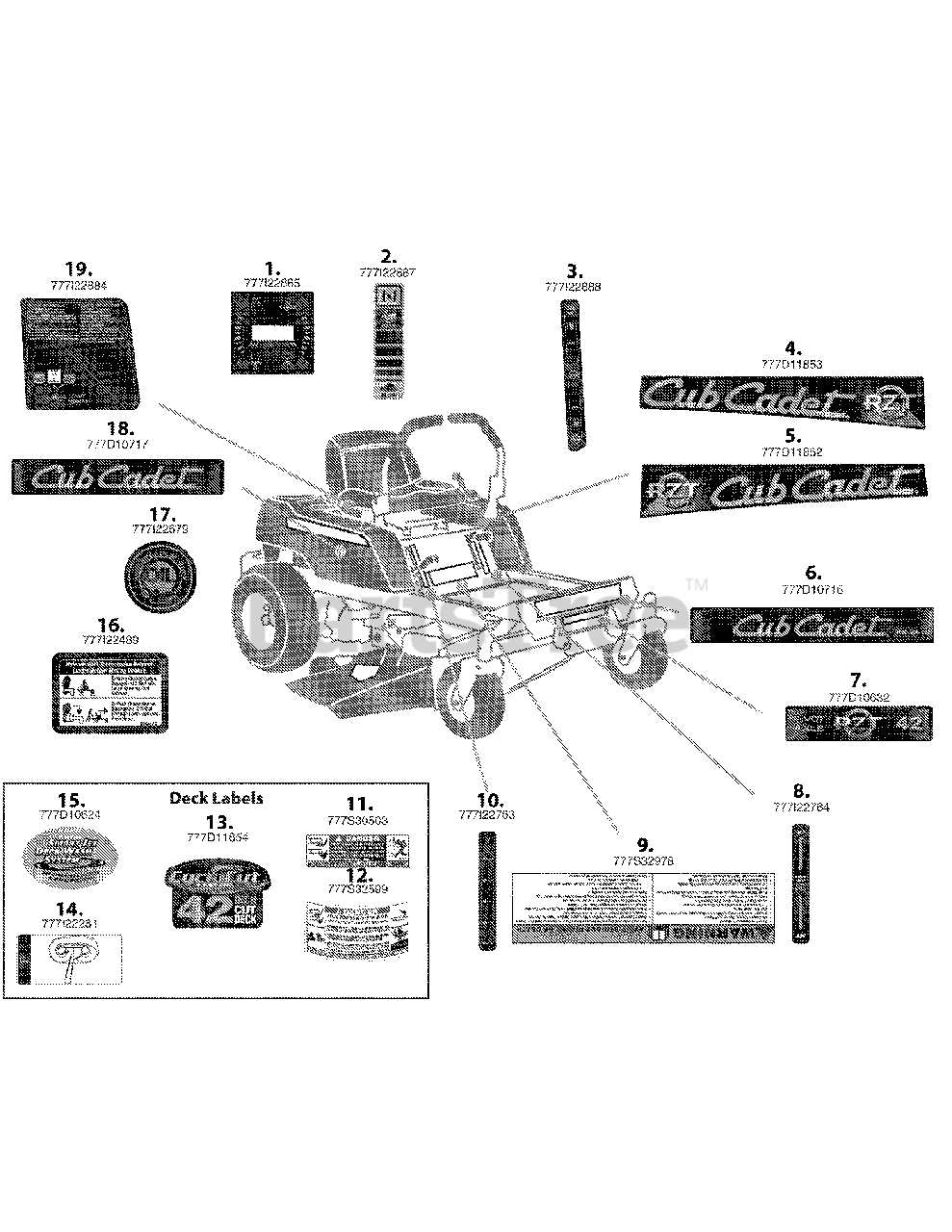 cub cadet rzt 42 parts diagram