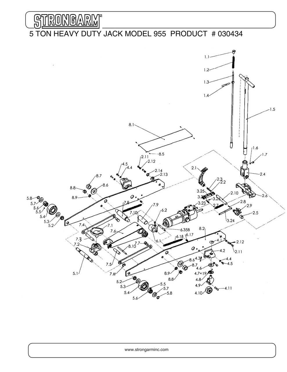 floor jack parts diagram