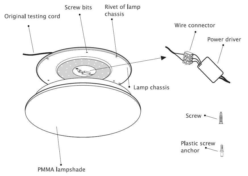 ceiling light fixture parts diagram