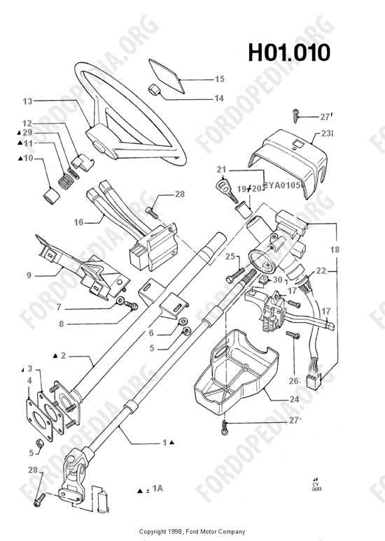 ford steering column parts diagram