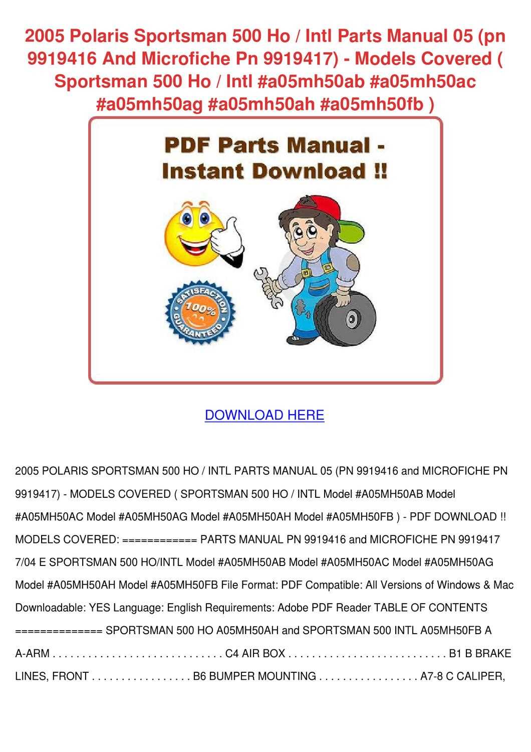 polaris sportsman 500 ho parts diagram