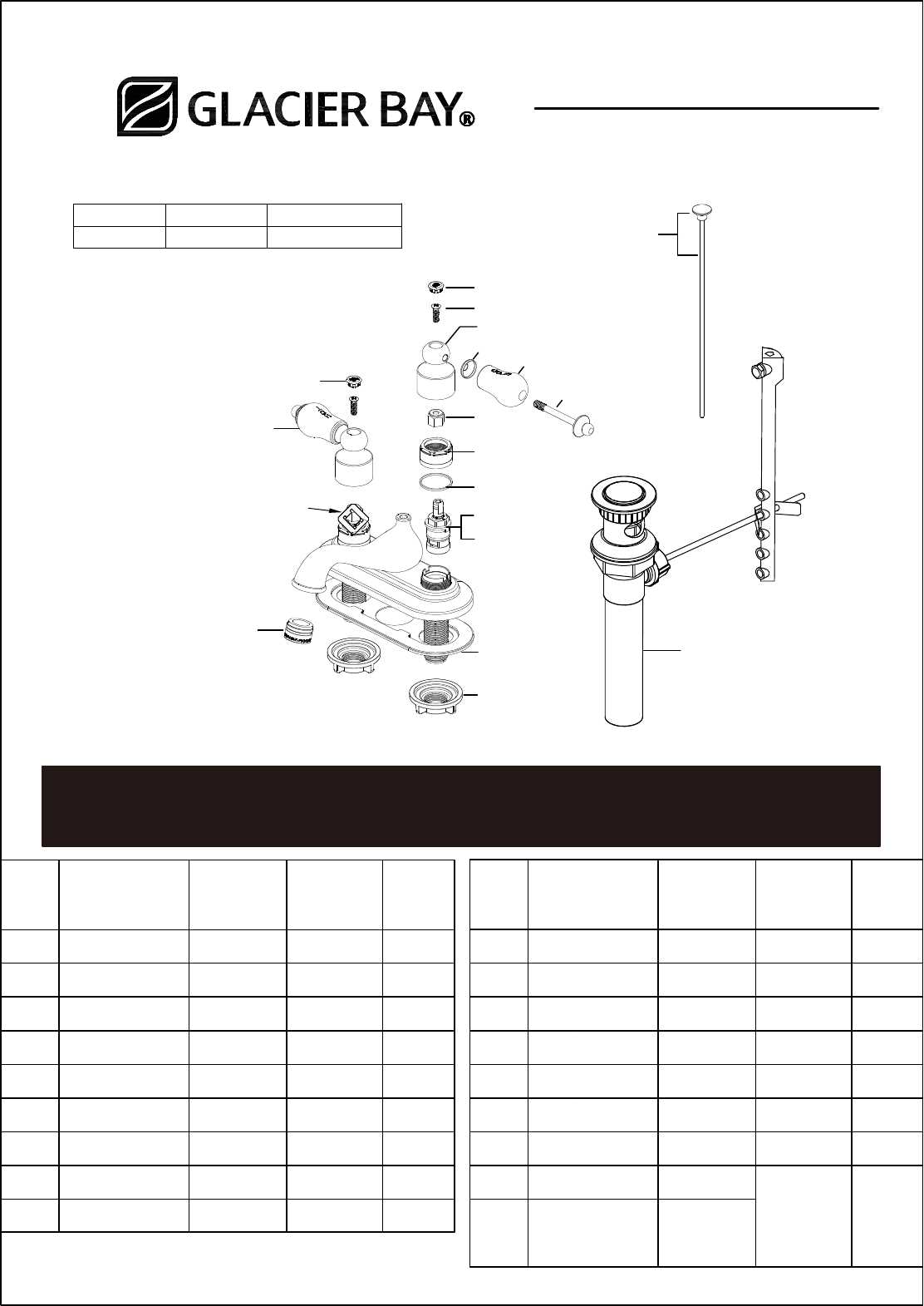 glacier bay faucet parts diagram