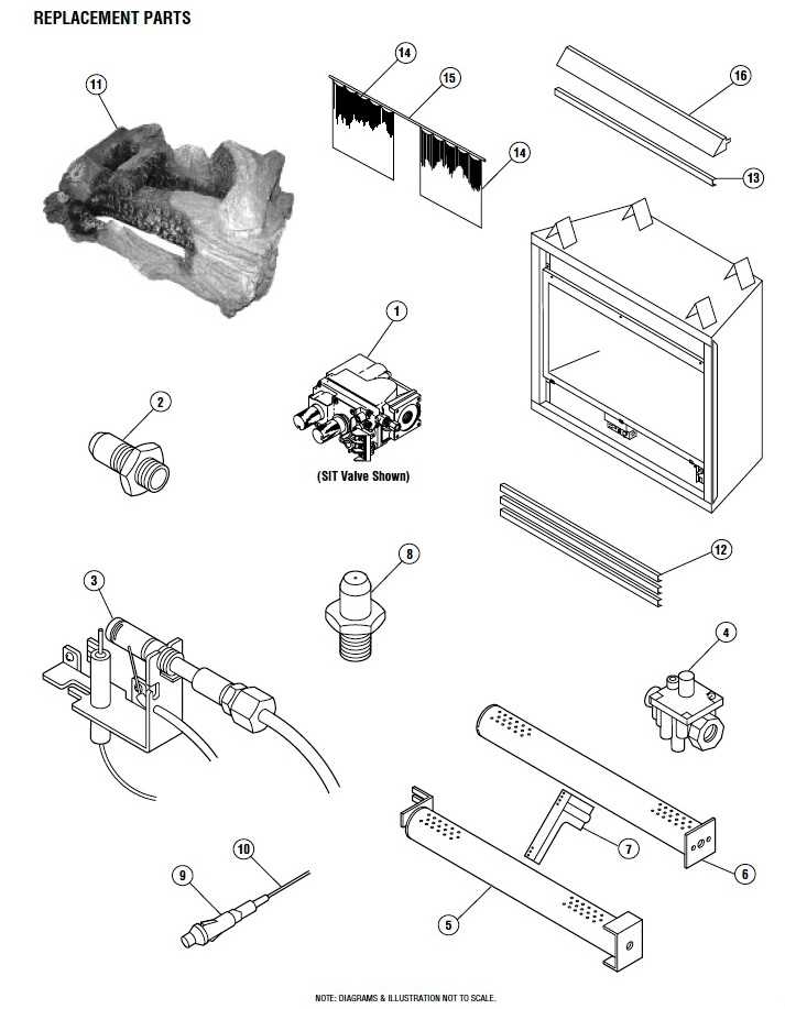 diagram of fireplace parts