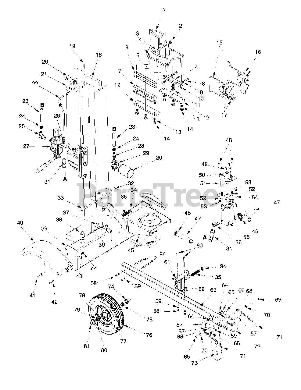 huskee log splitter parts diagram