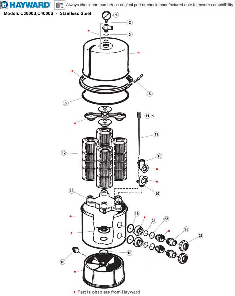 hayward pool filter parts diagram