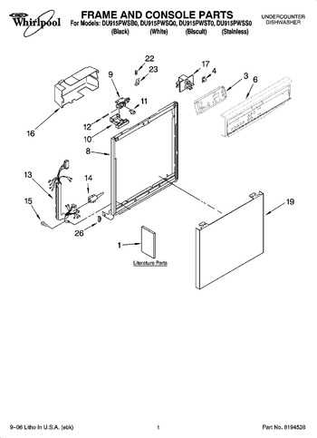 whirlpool dishwasher door parts diagram