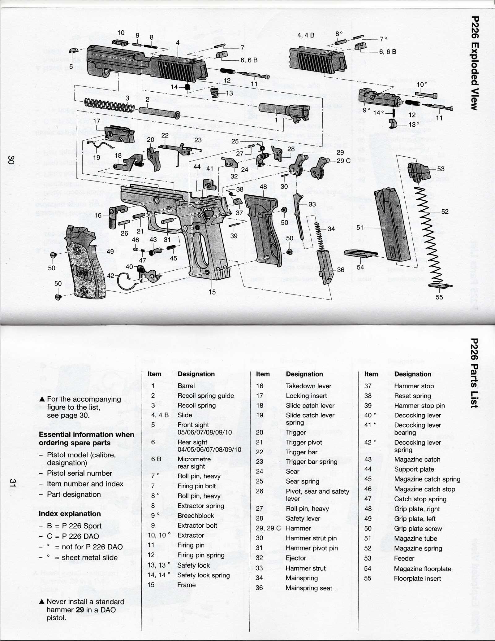 sig p226 parts diagram