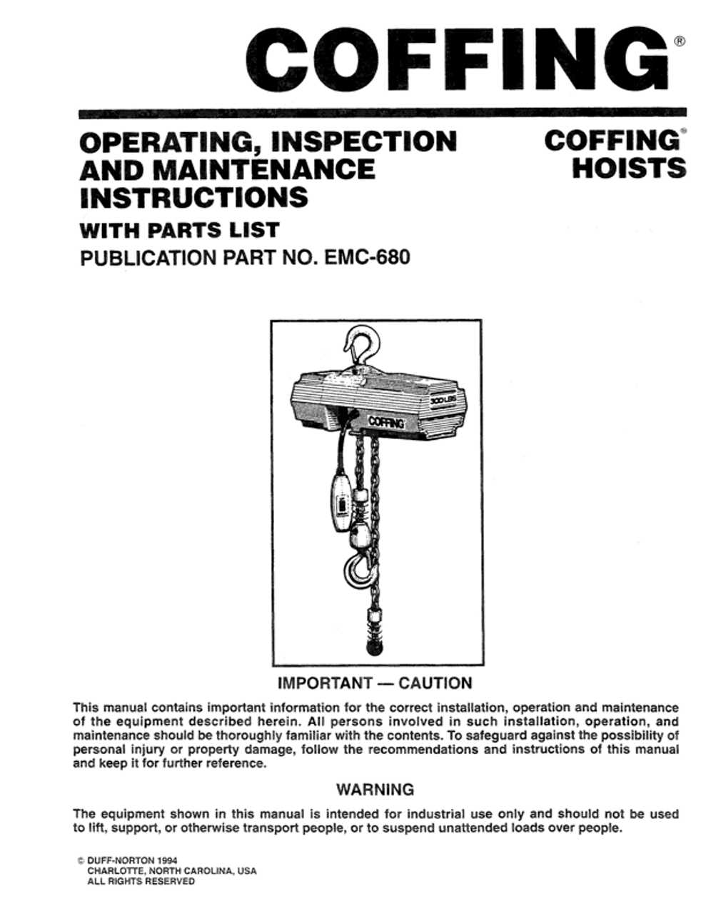 hoist parts diagram