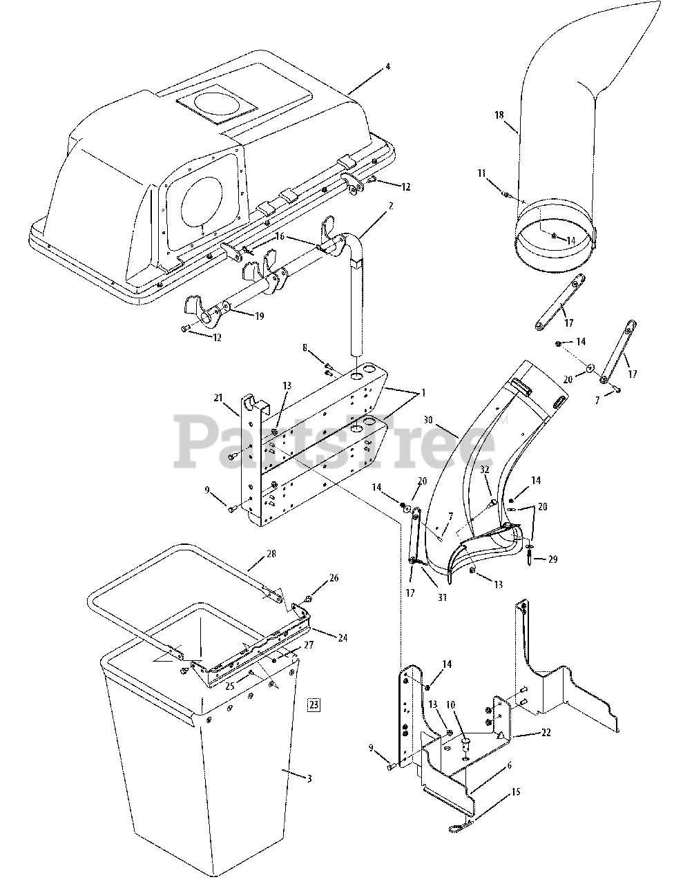 cub cadet bagger parts diagram