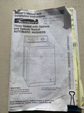 kenmore washer 110 parts diagram