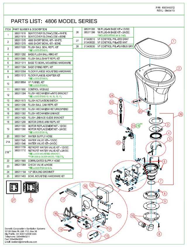 sealand toilet parts diagram