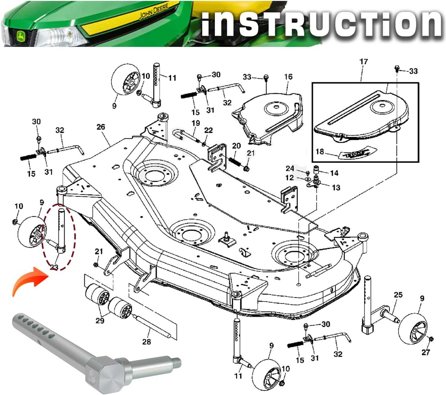 john deere gt235 deck parts diagram