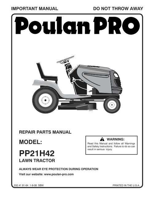 poulan pro 42 inch riding mower parts diagram