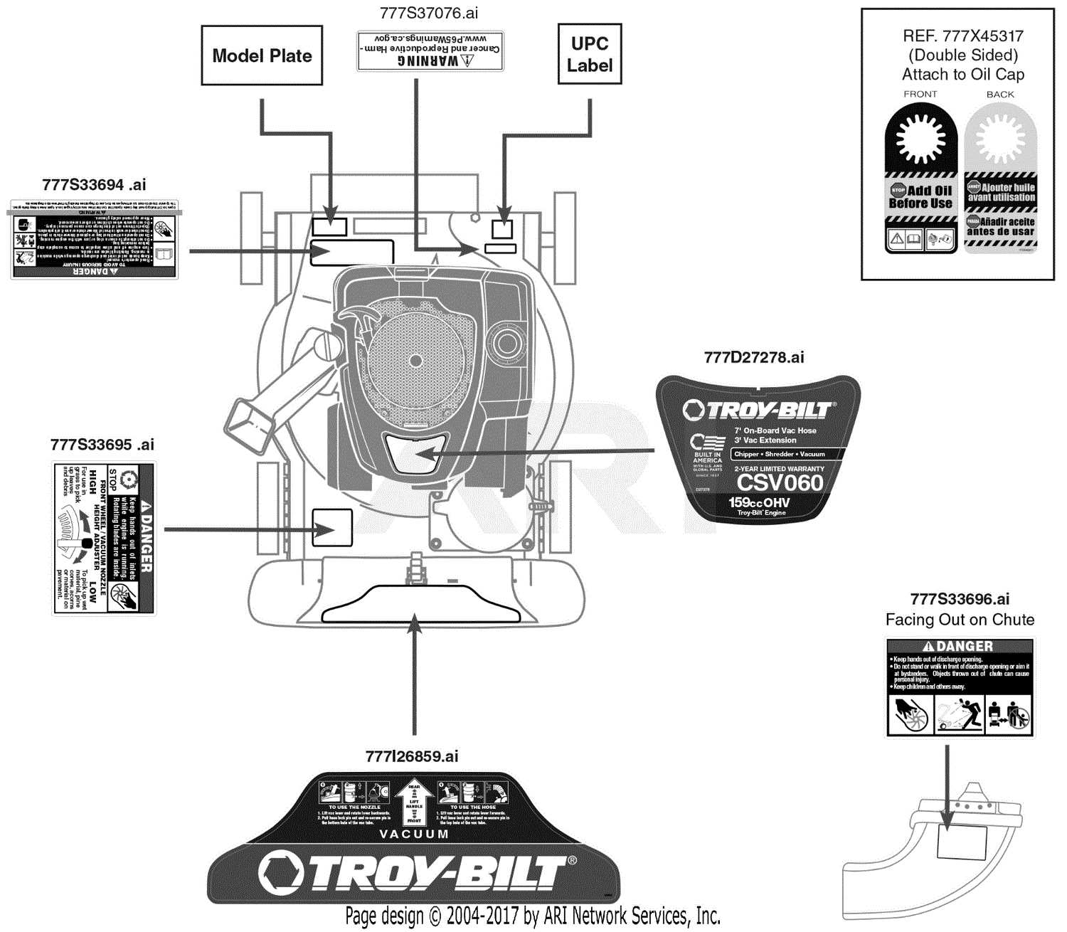 troy bilt tb105 parts diagram