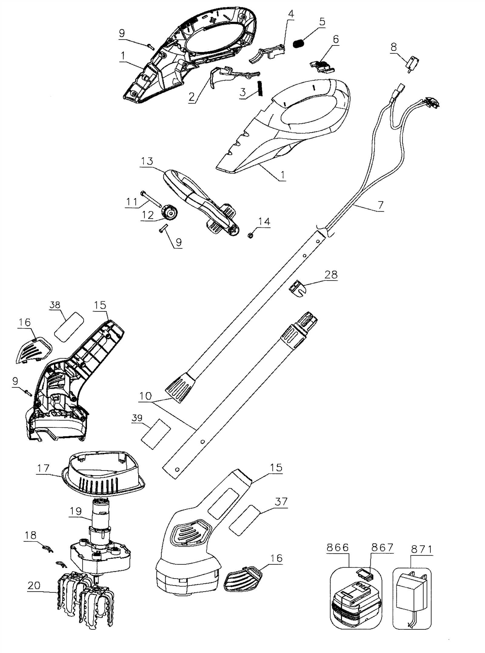 black and decker electric mower parts diagram