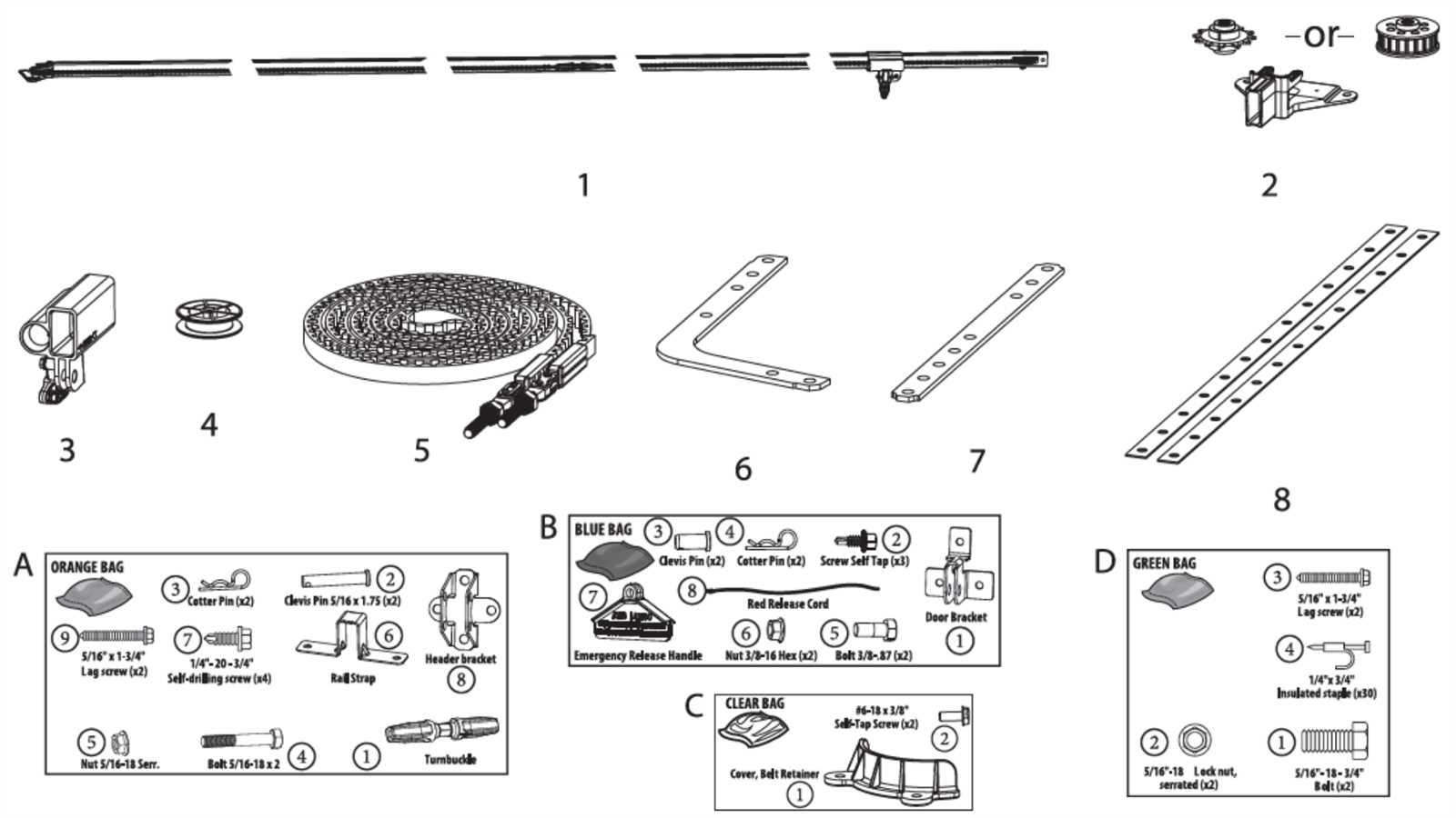 garage door diagram parts