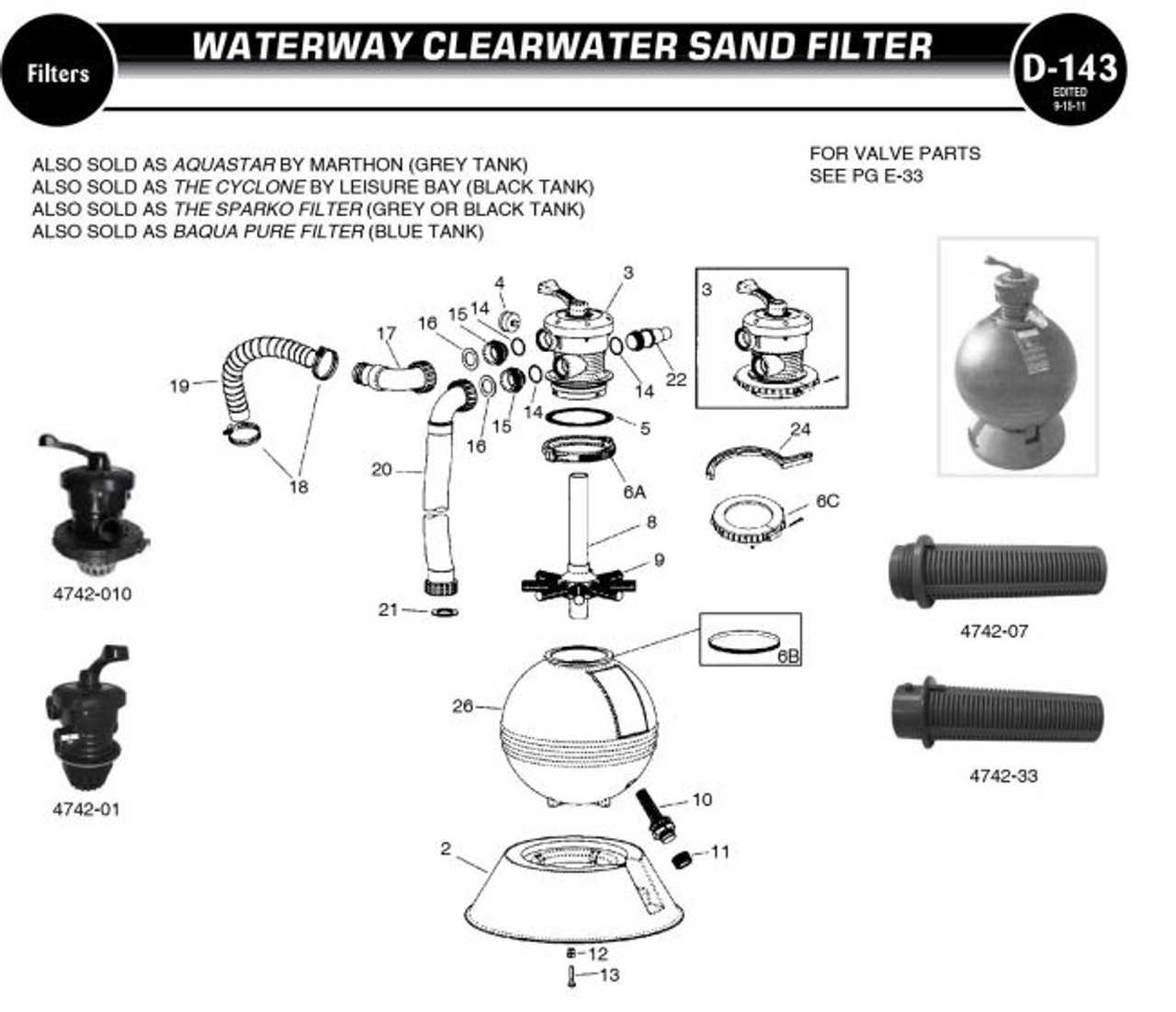 waterway pool filter parts diagram