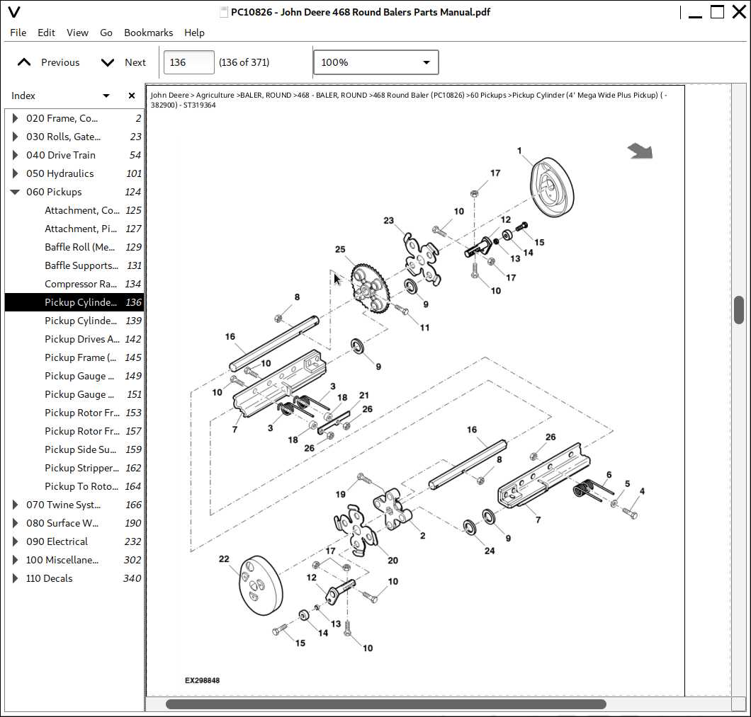 john deere 336 baler parts diagram