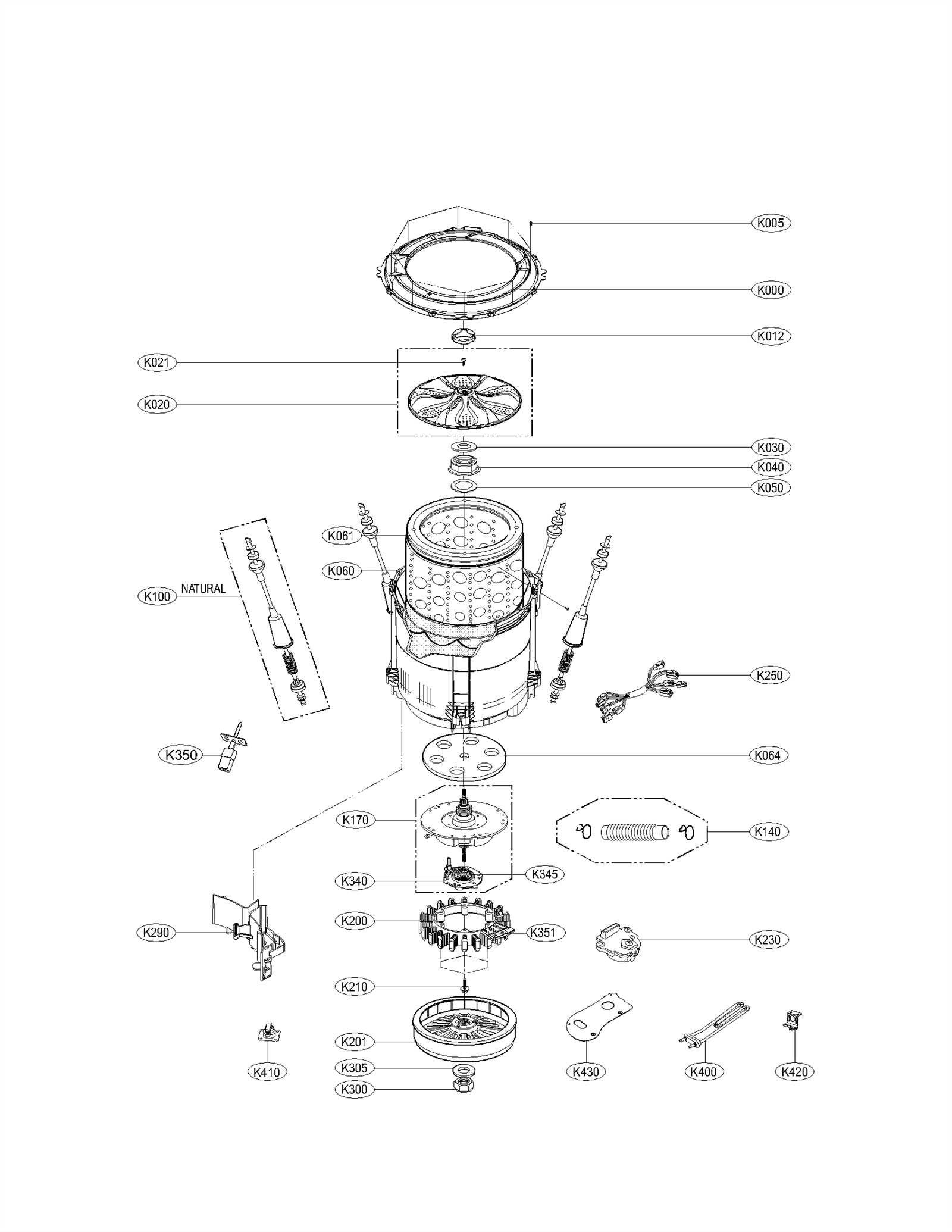 kenmore series 700 washer parts diagram