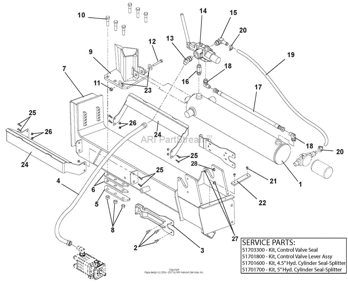 hydraulic log splitter parts diagram