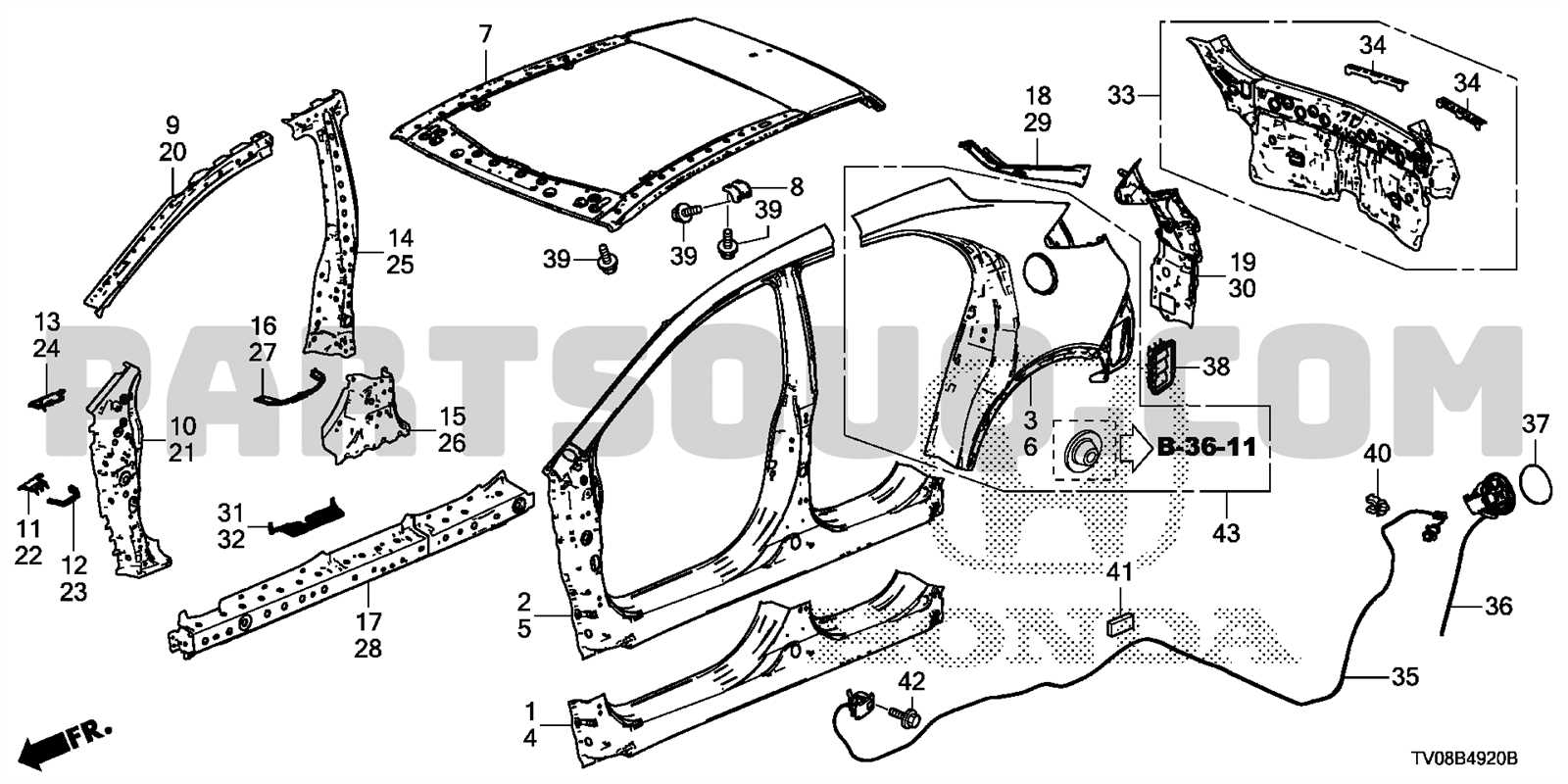 diagram honda civic body parts name