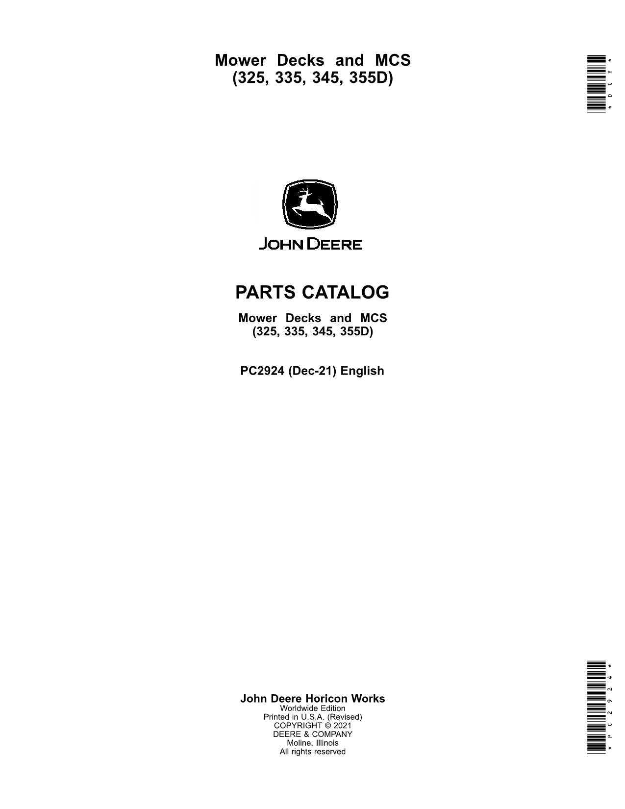 john deere 345 54 mower deck parts diagram