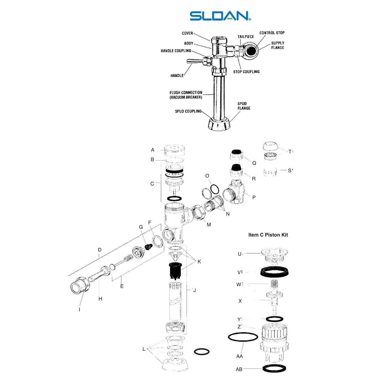 sloan valve parts diagram