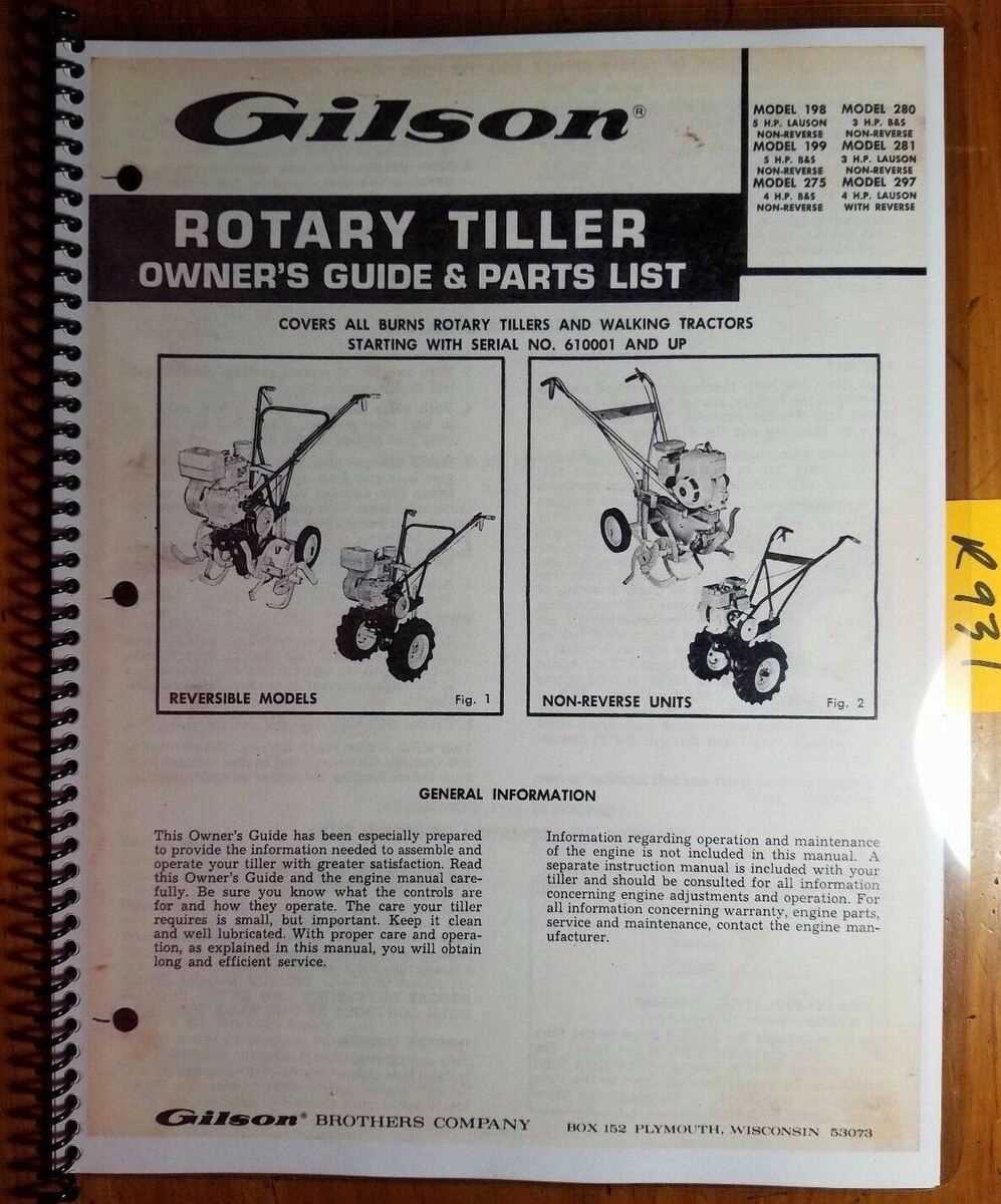 gilson 1580 tiller parts diagram