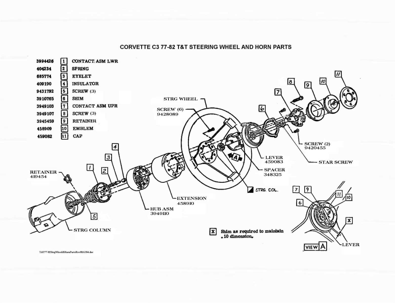 gm steering column parts diagram