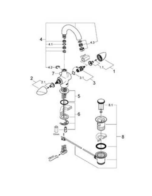 grohe bathroom faucet parts diagram