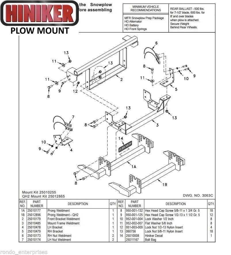 hiniker snow plow parts diagram