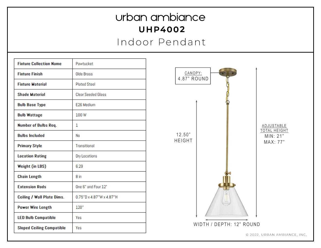 pendant light parts diagram