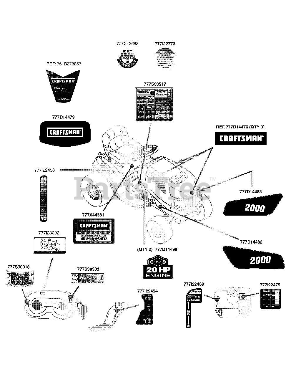 craftsman lt2000 parts diagram