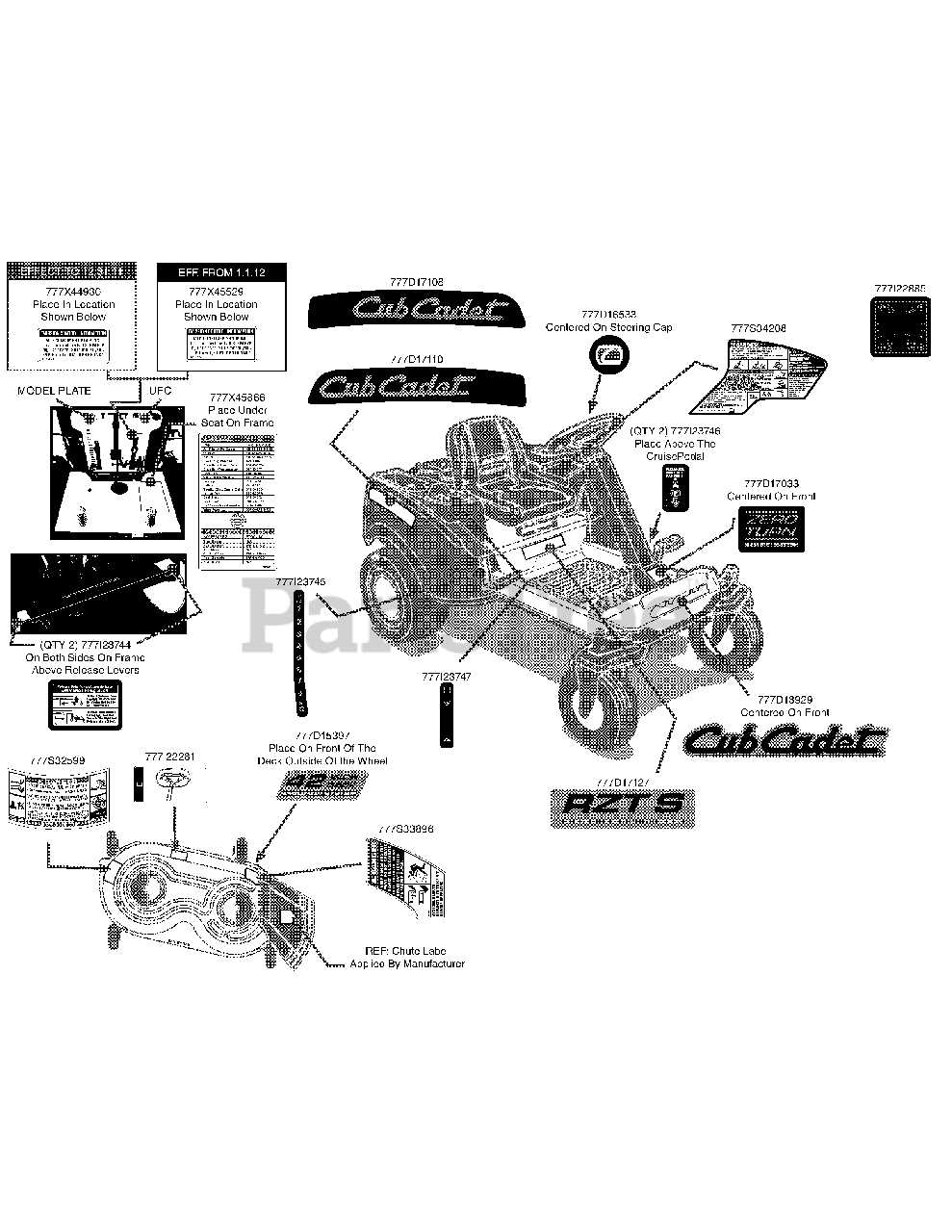 cub cadet rzt 42 parts diagram