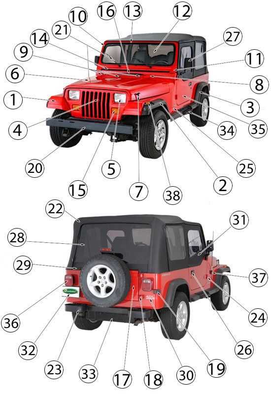 jeep wrangler body parts diagram