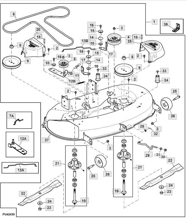 john deere d130 mower deck parts diagram