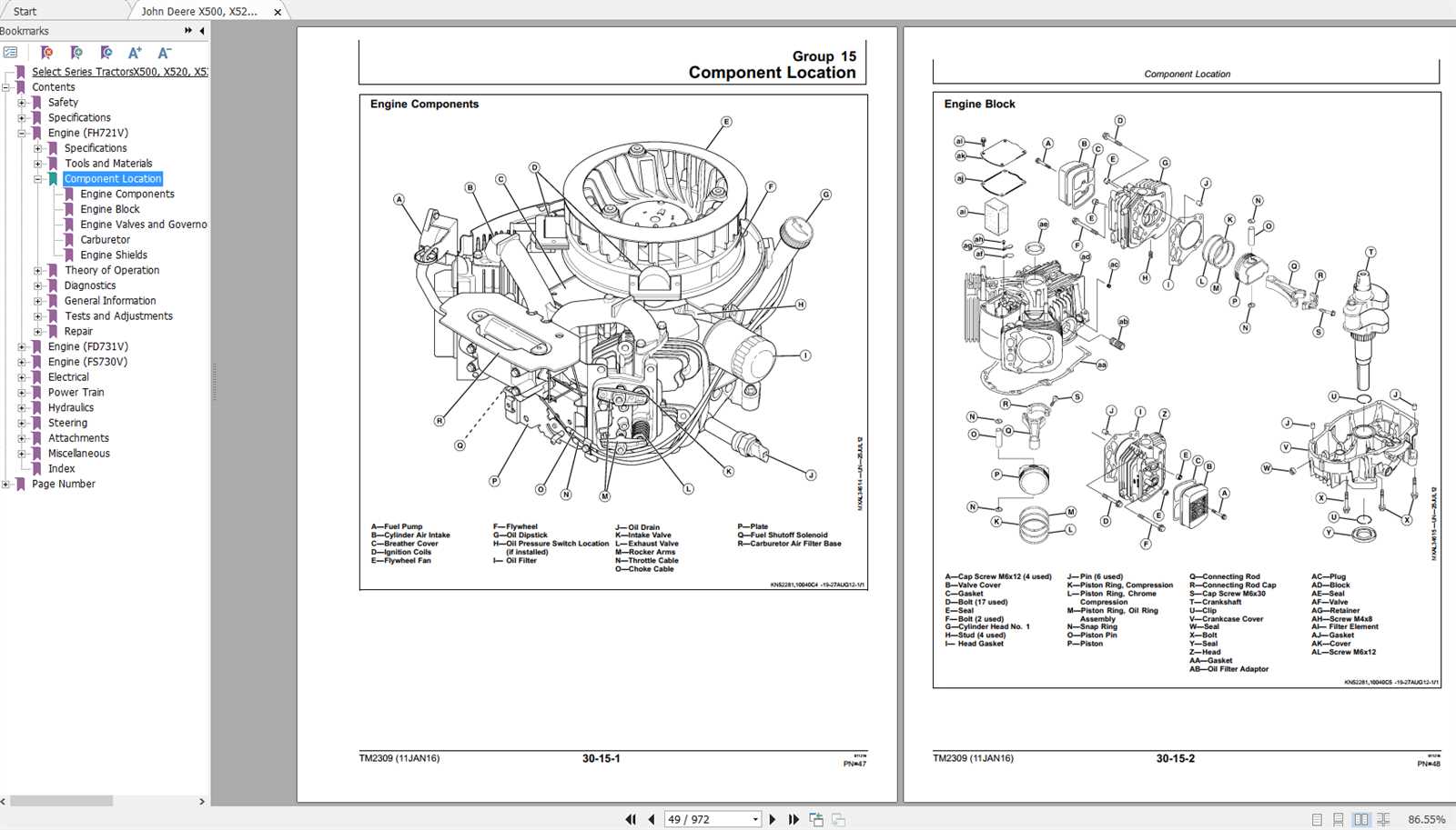 john deere x540 parts diagram